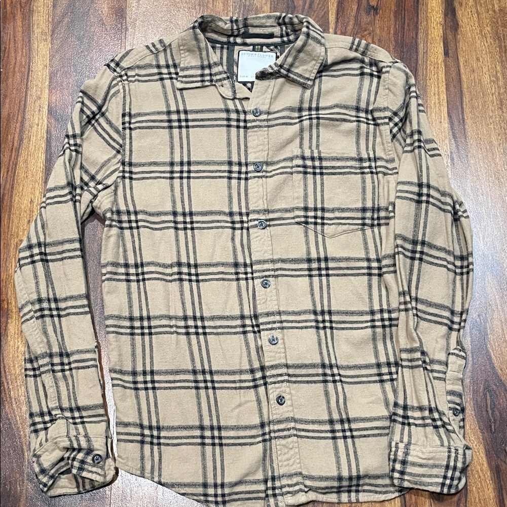 Denim & Flower Tan and Black Flannel Shirt